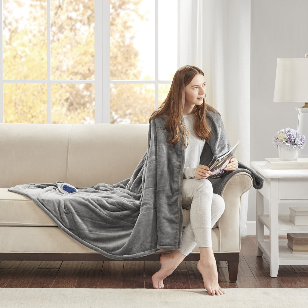

Beautyrest - Heated Microlight to Berber Throw - Grey - 60x70