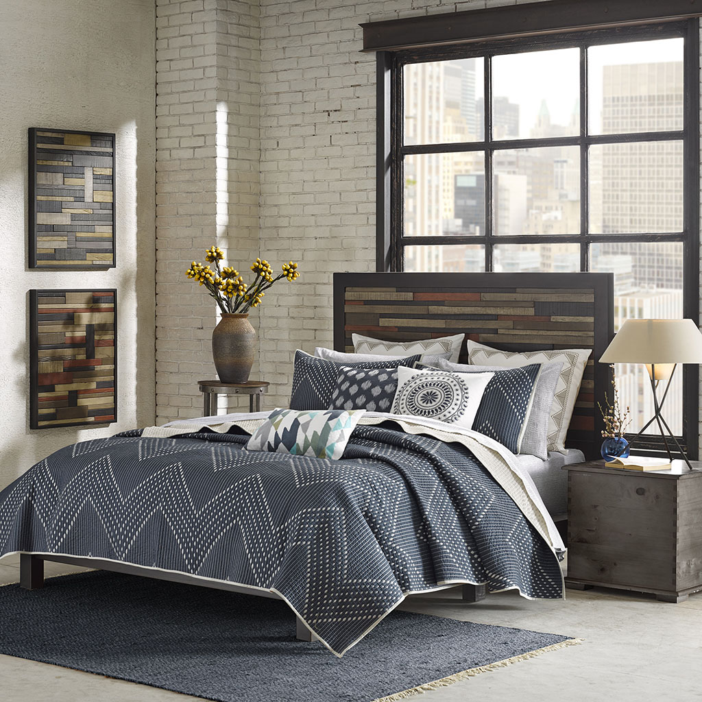 

INK+IVY - Pomona 3 Piece Coverlet Mini Set - Navy - King/Cal King
