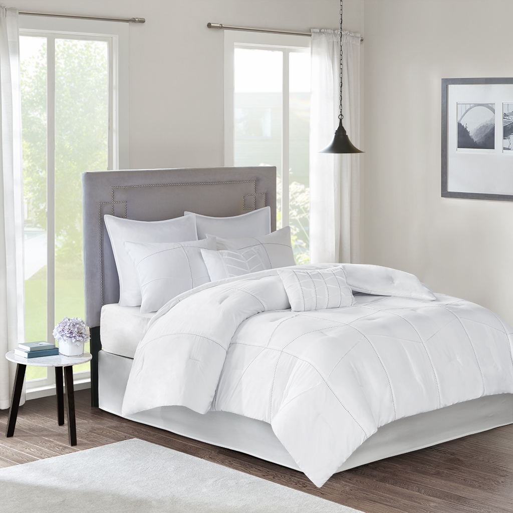 

510 Design - Codee 8 Piece Comforter Set - White - Cal King