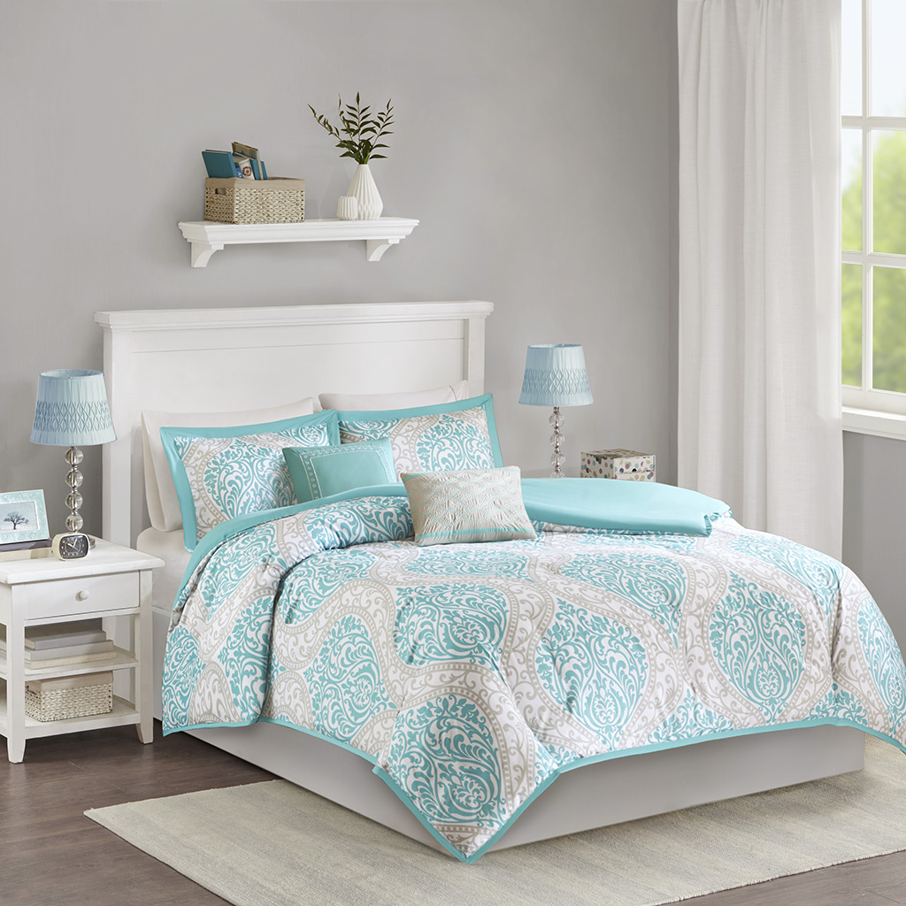 

Intelligent Design - Senna Duvet Cover Set - Aqua - Twin/Twin XL