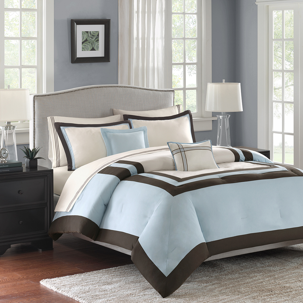 

Madison Park - Hotel 5 Piece Cotton Comforter Set - Blue - King/Cal King