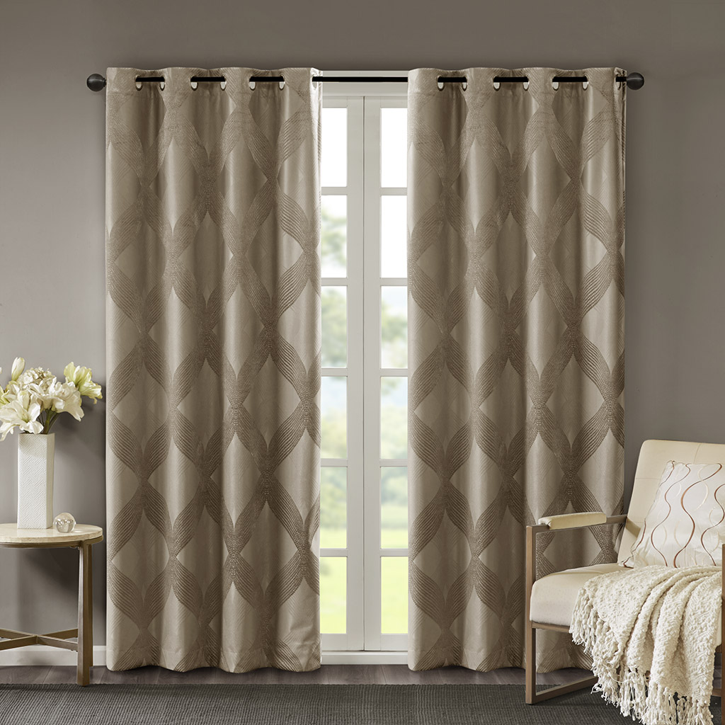 

SunSmart - Bentley Ogee Knitted Jacquard Total Blackout Panel - Taupe - 50x95