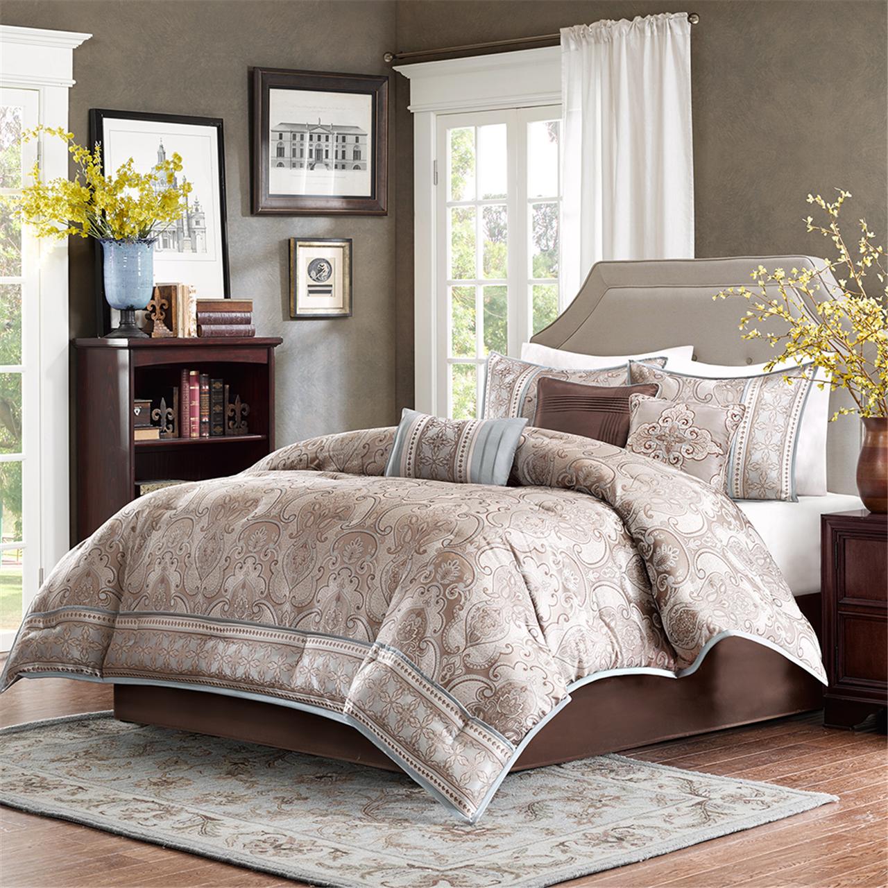 

Madison Park - Chapman 7 Piece Comforter Set - Taupe - King
