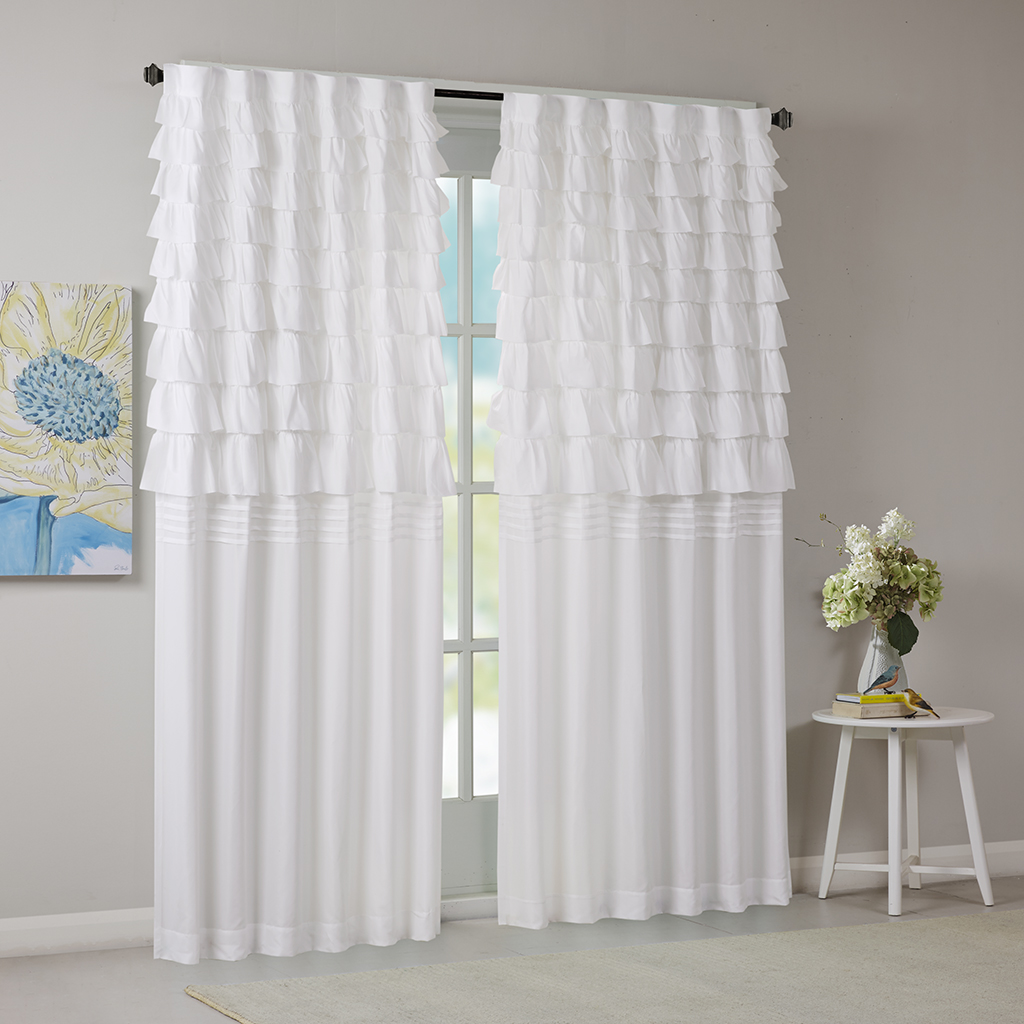 

Intelligent Design - Waterfall Ruched Window Panel - White - 63" Panel
