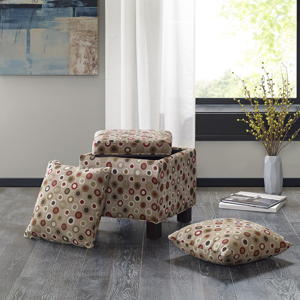 

Madison Park - Shelley Square Storage Ottoman with Pillows - Beige - See below