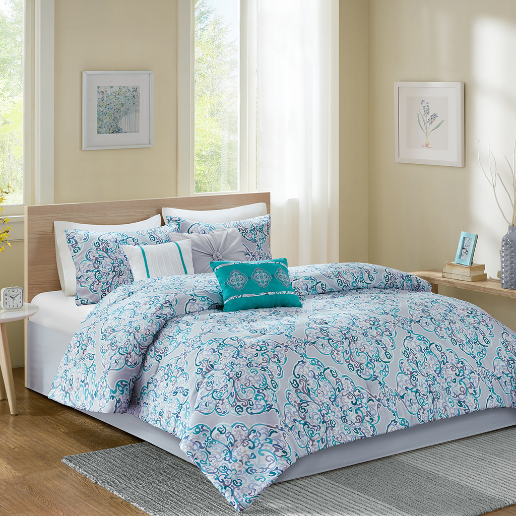 

Home Essence - Merrano 7 Piece Comforter Set - Aqua - King