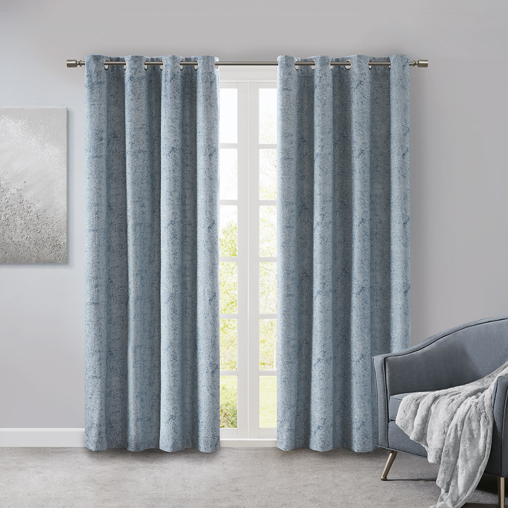 

SunSmart - Ava Knitted Jacquard Marble Total Blackout Panel - Blue - 50x95