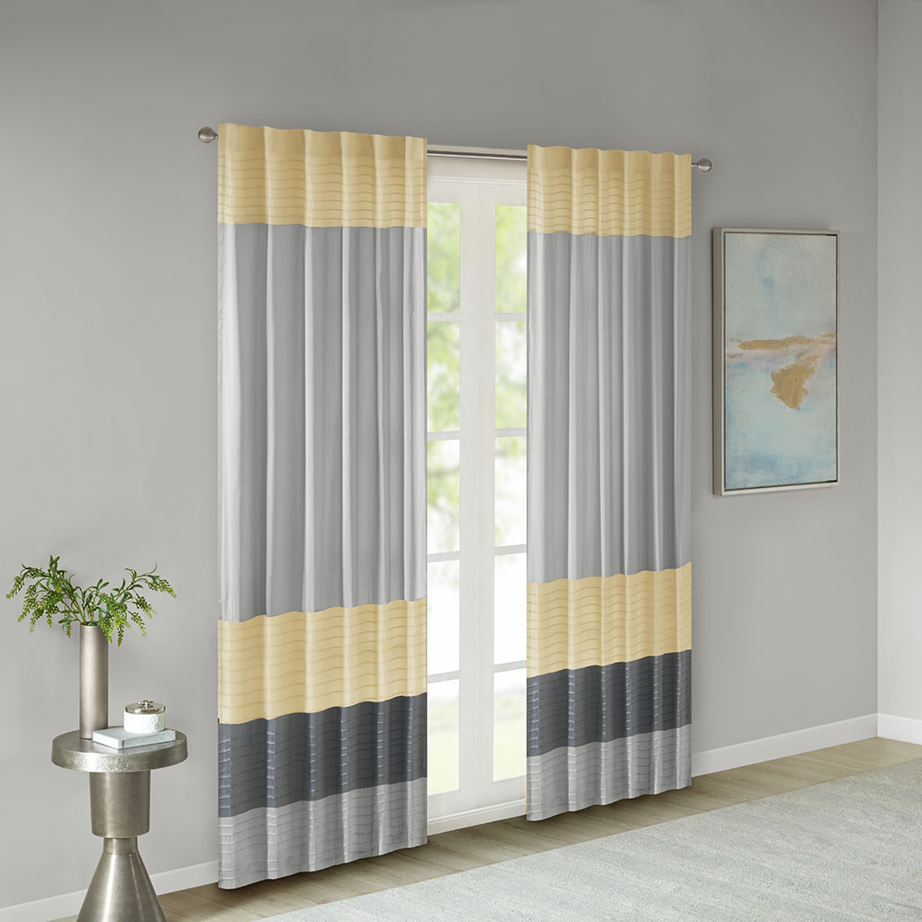 

Madison Park - Amherst Polyoni Pintuck Window Curtain - Yellow - 84" Panel