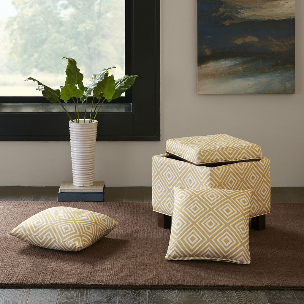 

Madison Park - Shelley Square Storage Ottoman with Pillows - Yellow - See below