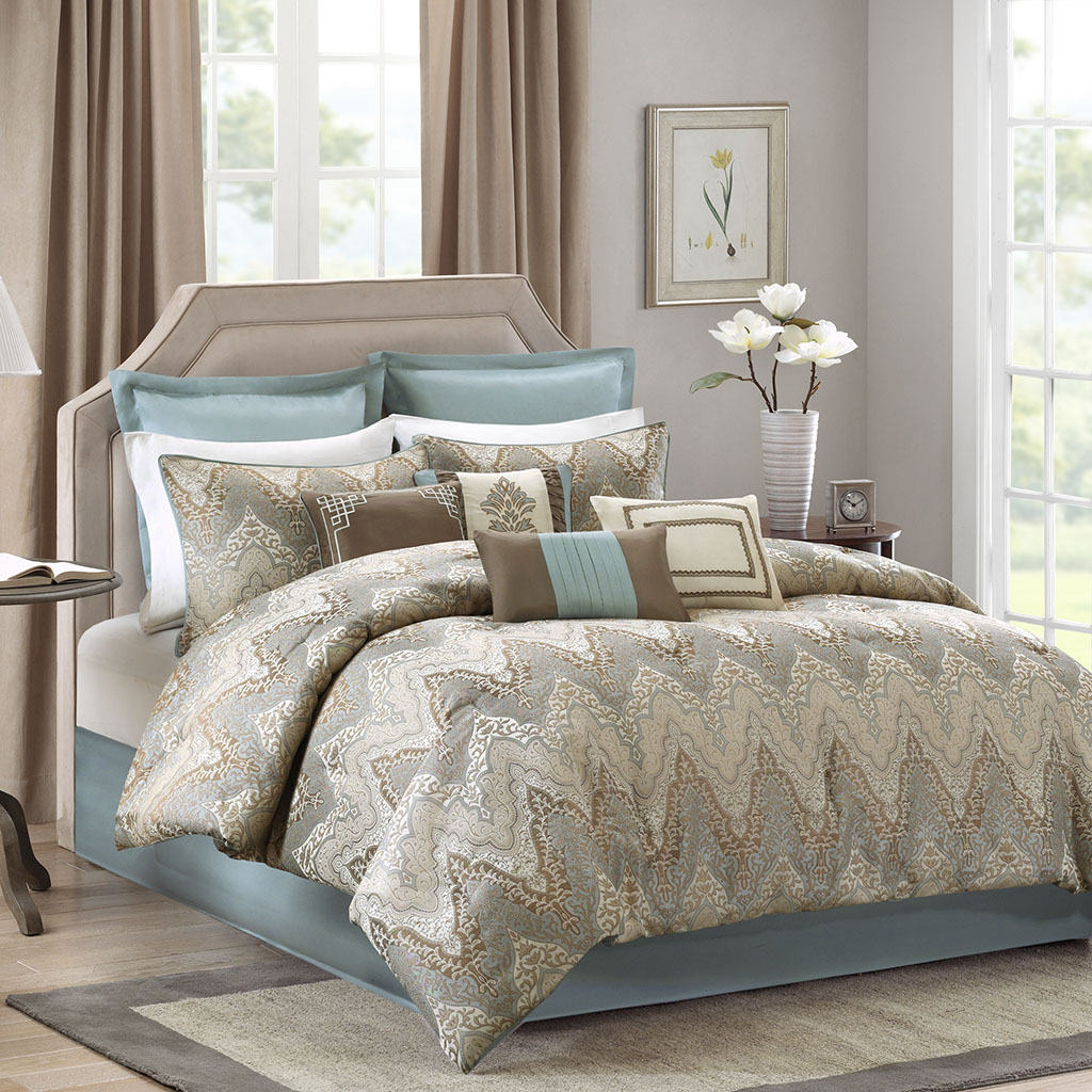 

Madison Park - Paxton 10 Piece Comforter Set - Blue - Queen