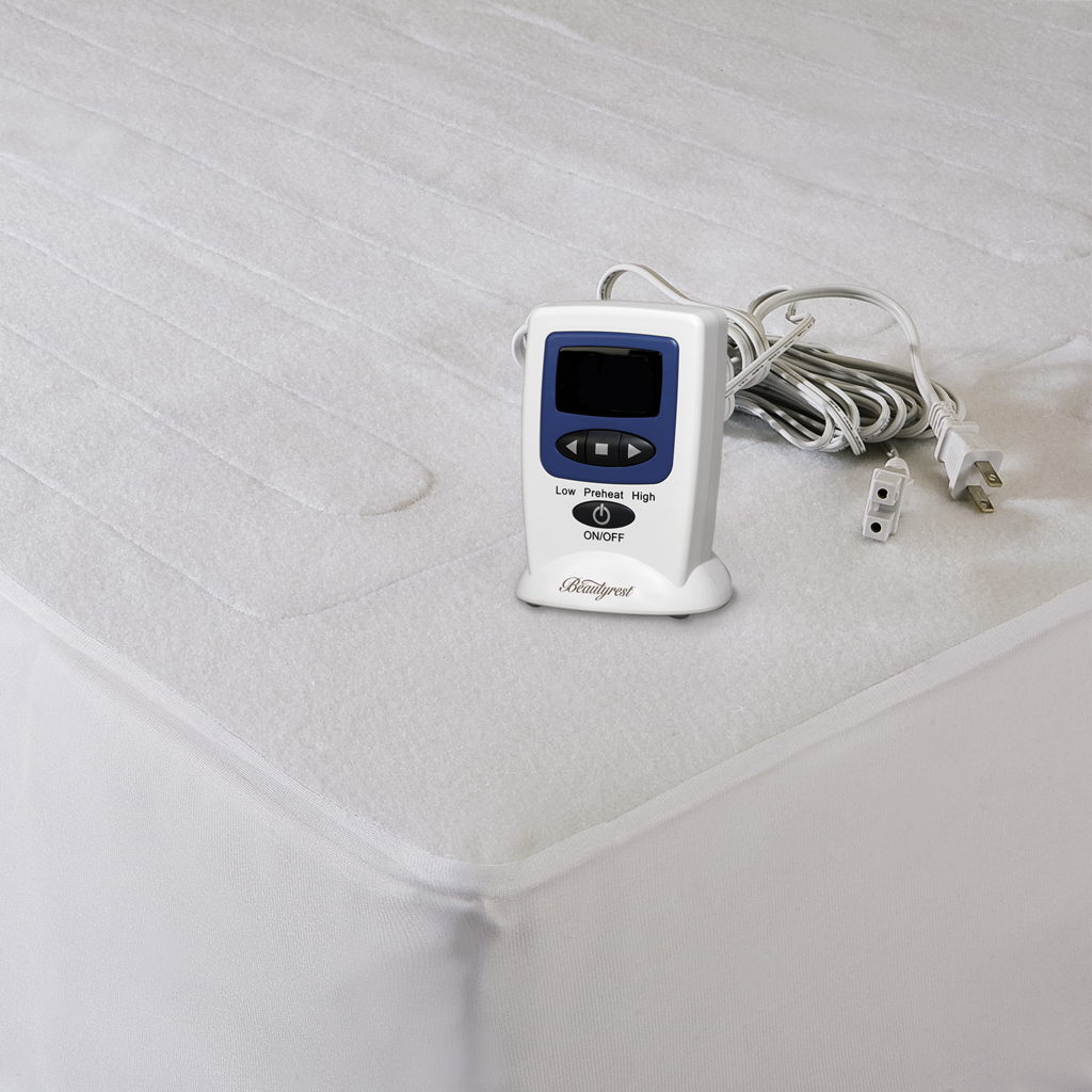 

Beautyrest - Comfort Sleep Heated Felt Mattress Pad - White - Queen