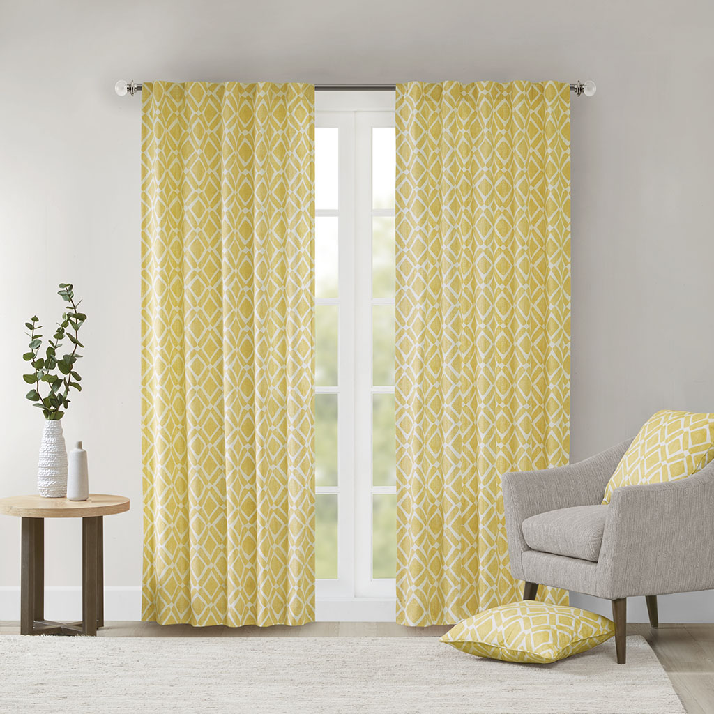 

Madison Park - Delray Diamond Window Curtain - Yellow - 95" Panel