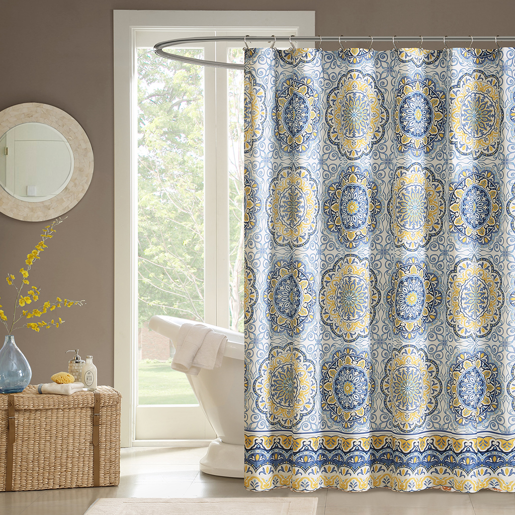 

Madison Park - Tangiers Shower Curtain - Blue - 72x72