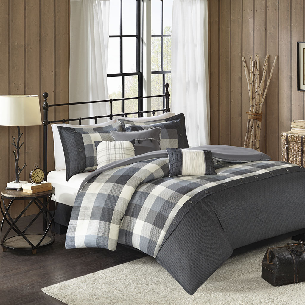 

Madison Park - Ridge 6 Piece Herringbone Duvet Cover Set - Grey - Full/Queen