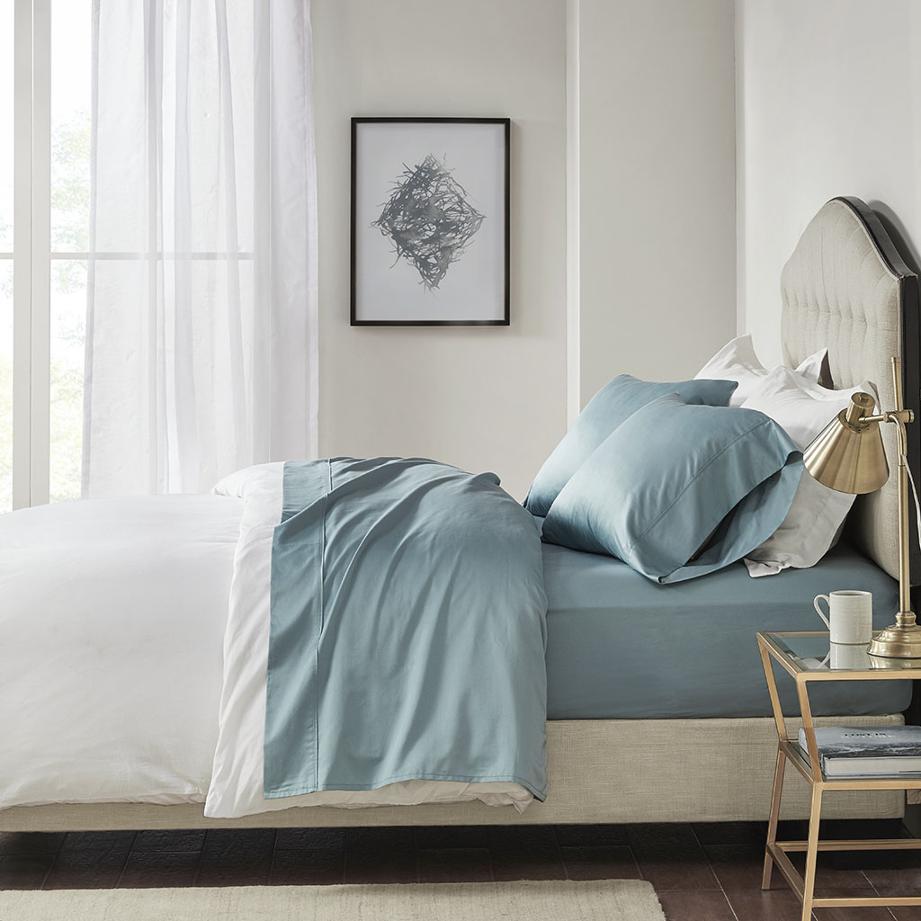 

Madison Park - 600 Thread Count 100% Pima Cotton Sheet Set - Blue - King
