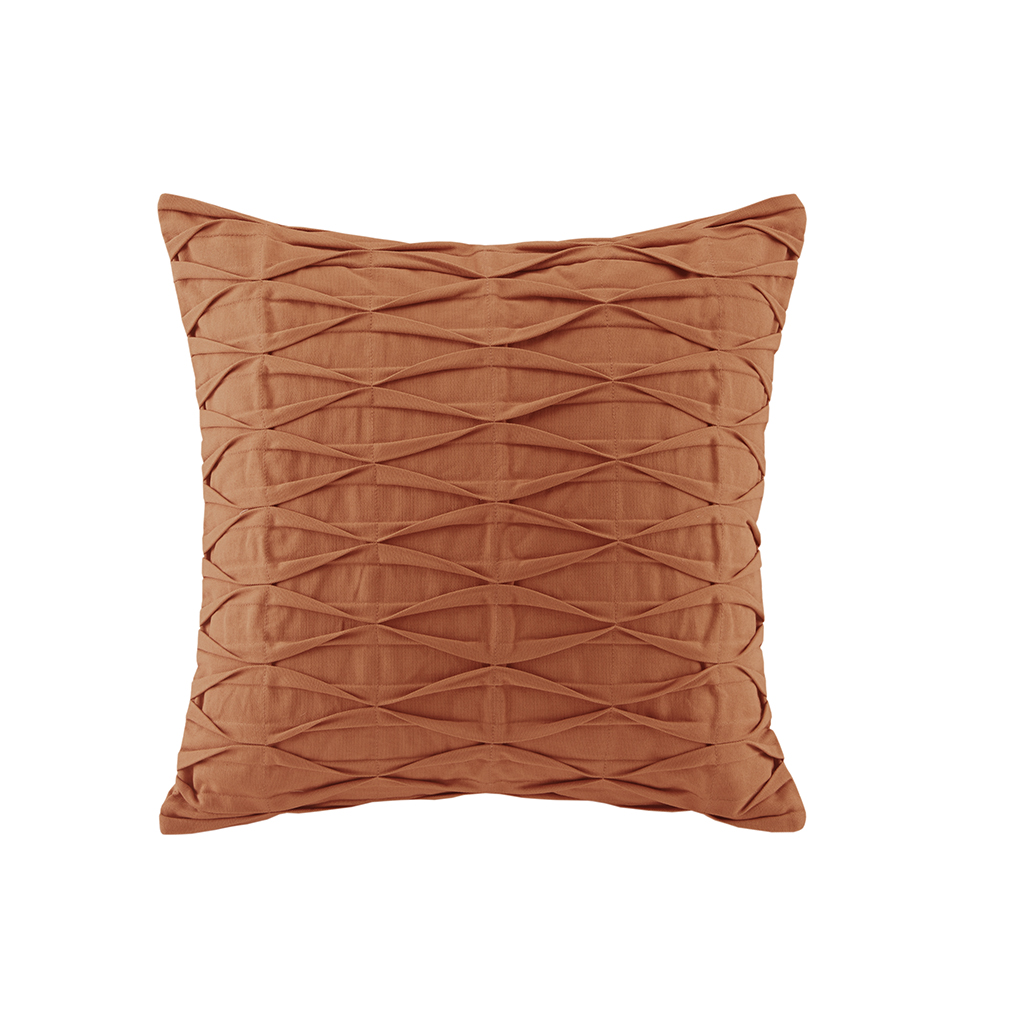 

N Natori - Nara Pintuck Cotton Decorative Pillow - Orange - 18x18