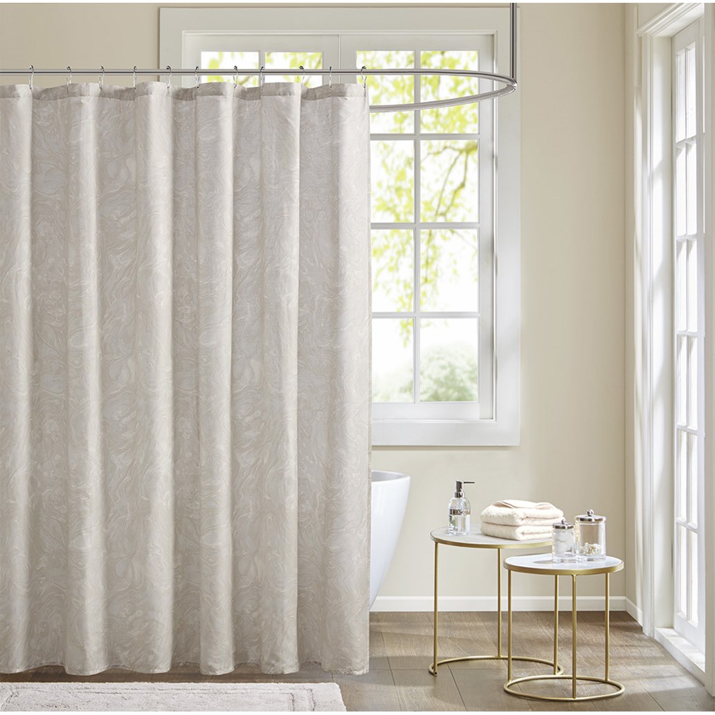 

Madison Park - Emory Cotton Printed Shower Curtain - Rose Gold/Beige - 72x72