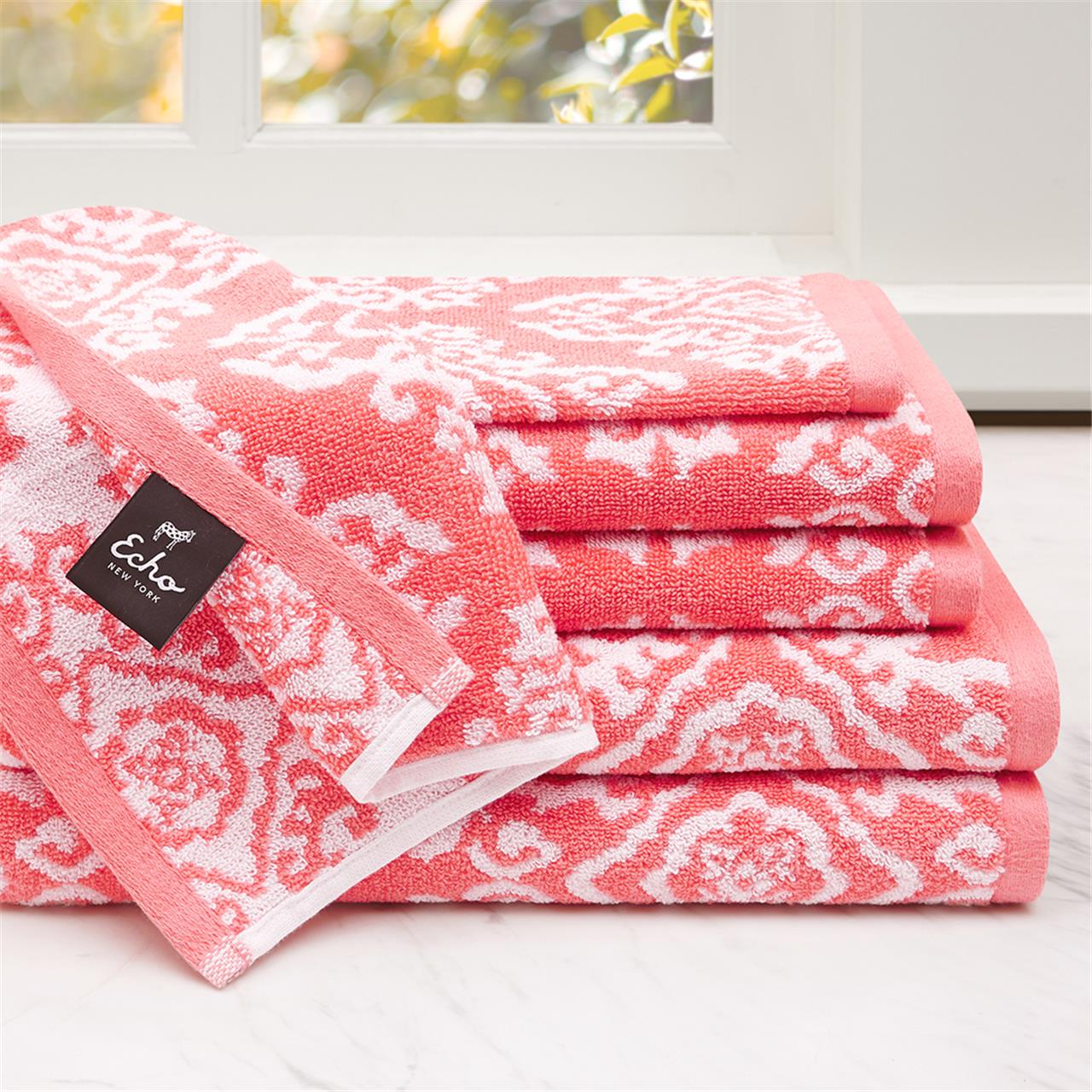 

Echo Design - Surat 6 Piece Cotton Jacquard Towel Set - Pink - See below