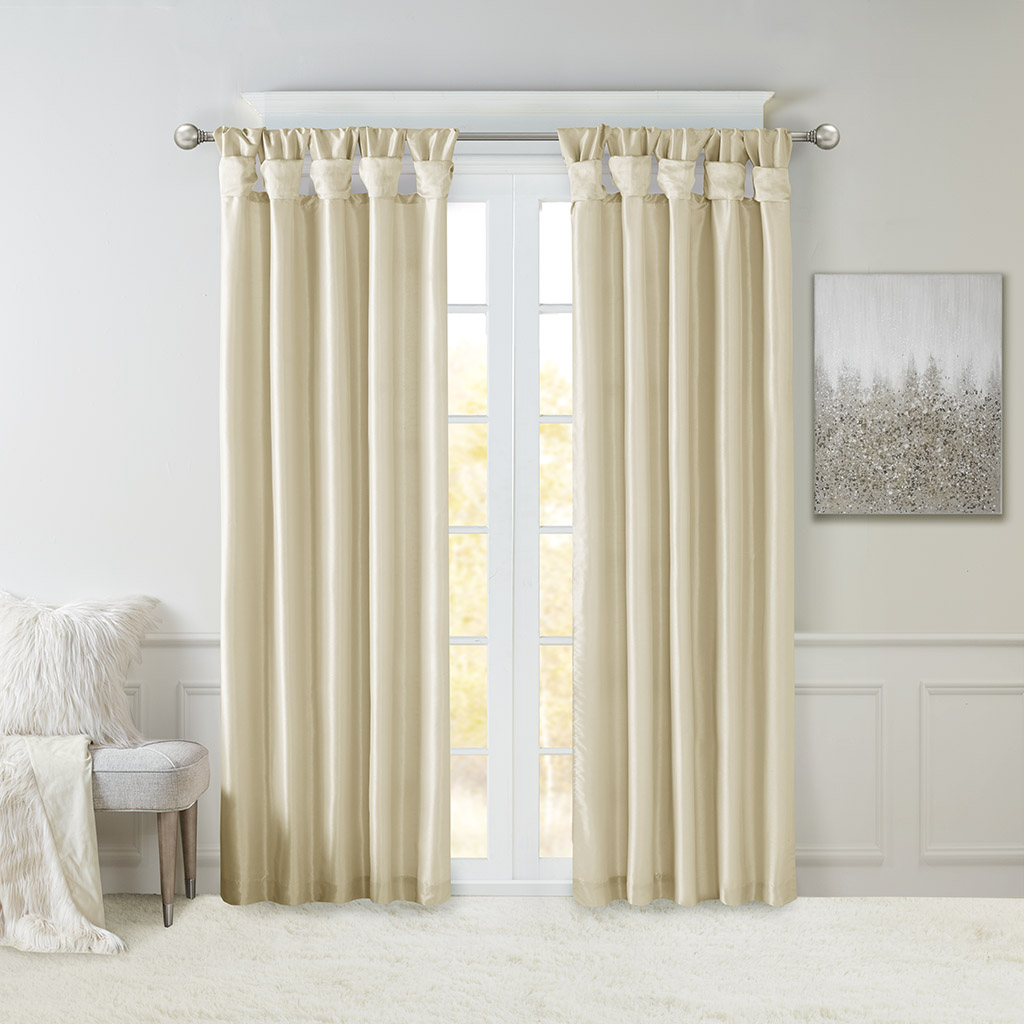 

Madison Park - Emilia Twist Tab Lined Window Curtain - Champagne - 120" Panel