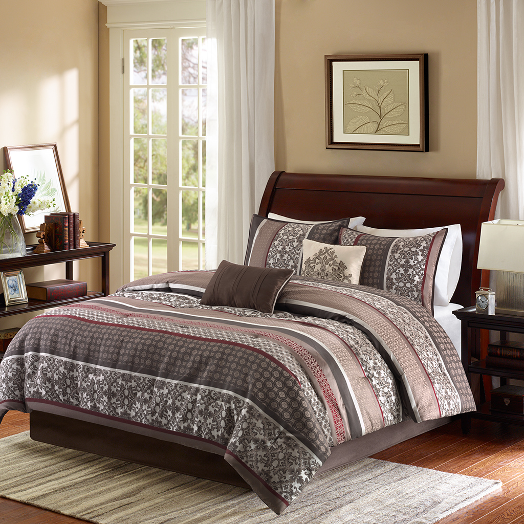 

Madison Park - Princeton 5 Piece Comforter Set - Red - Full/Queen