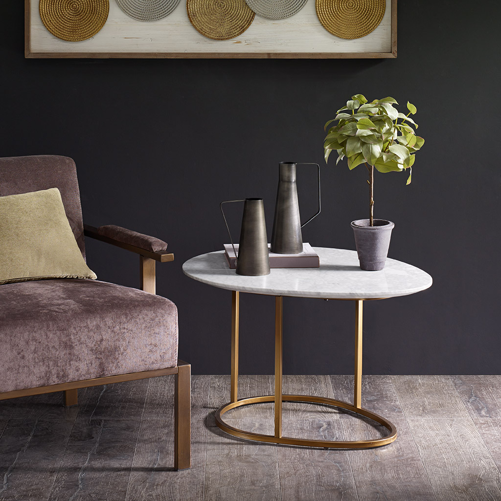 

INK+IVY - Leni Accent Table - White/Gold - See below
