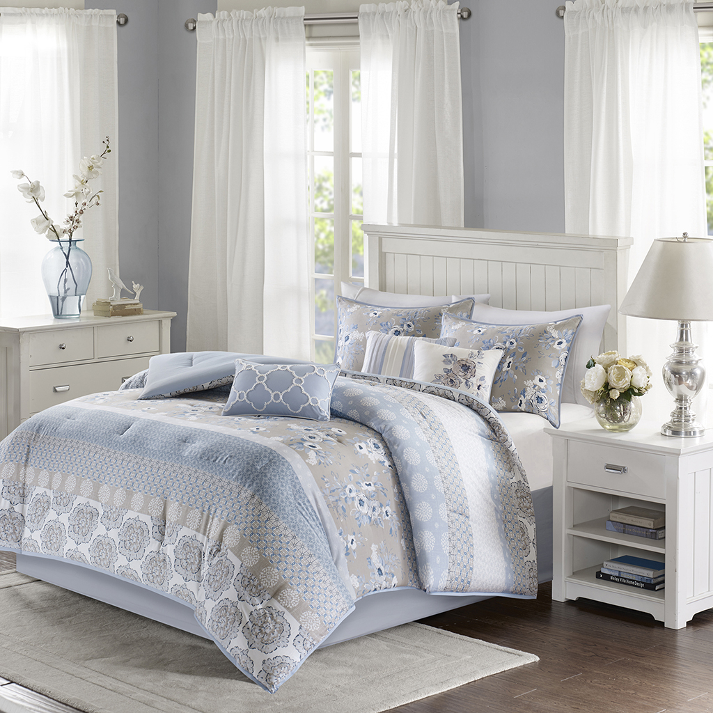 

Madison Park - Willa 7 Piece Comforter Set - Blue - King