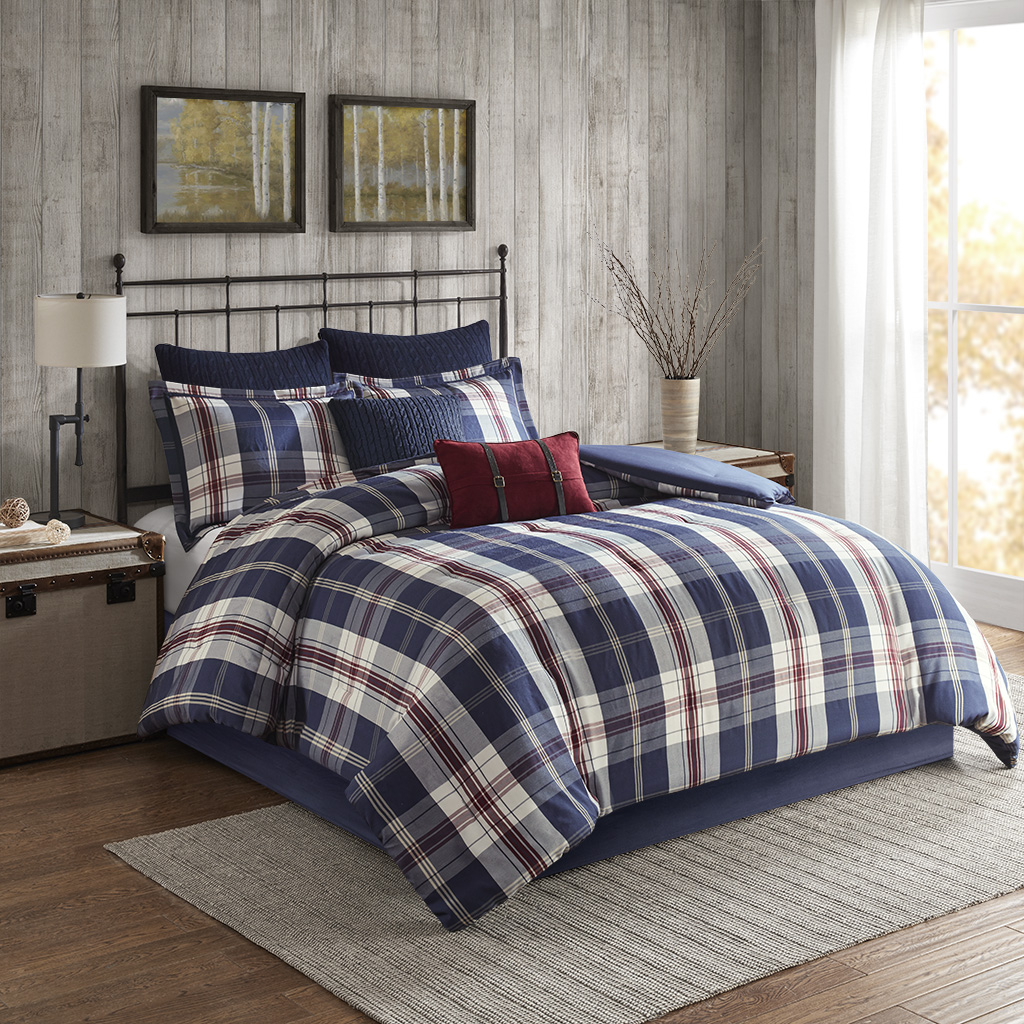 

Woolrich - Ryland Oversized Plaid Print Comforter Set - Blue - King/Cal King