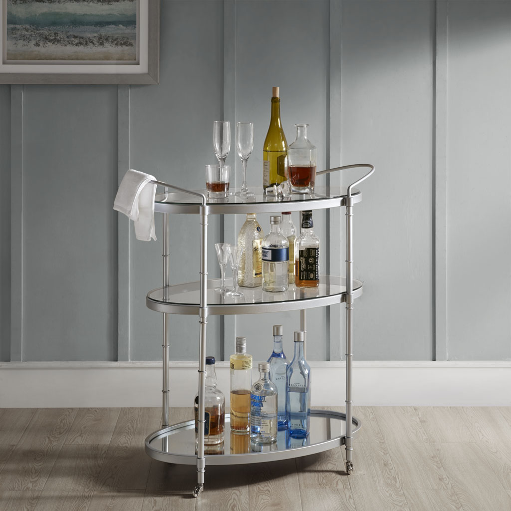 

Madison Park Signature - Lauren Bar Cart - Silver - See below