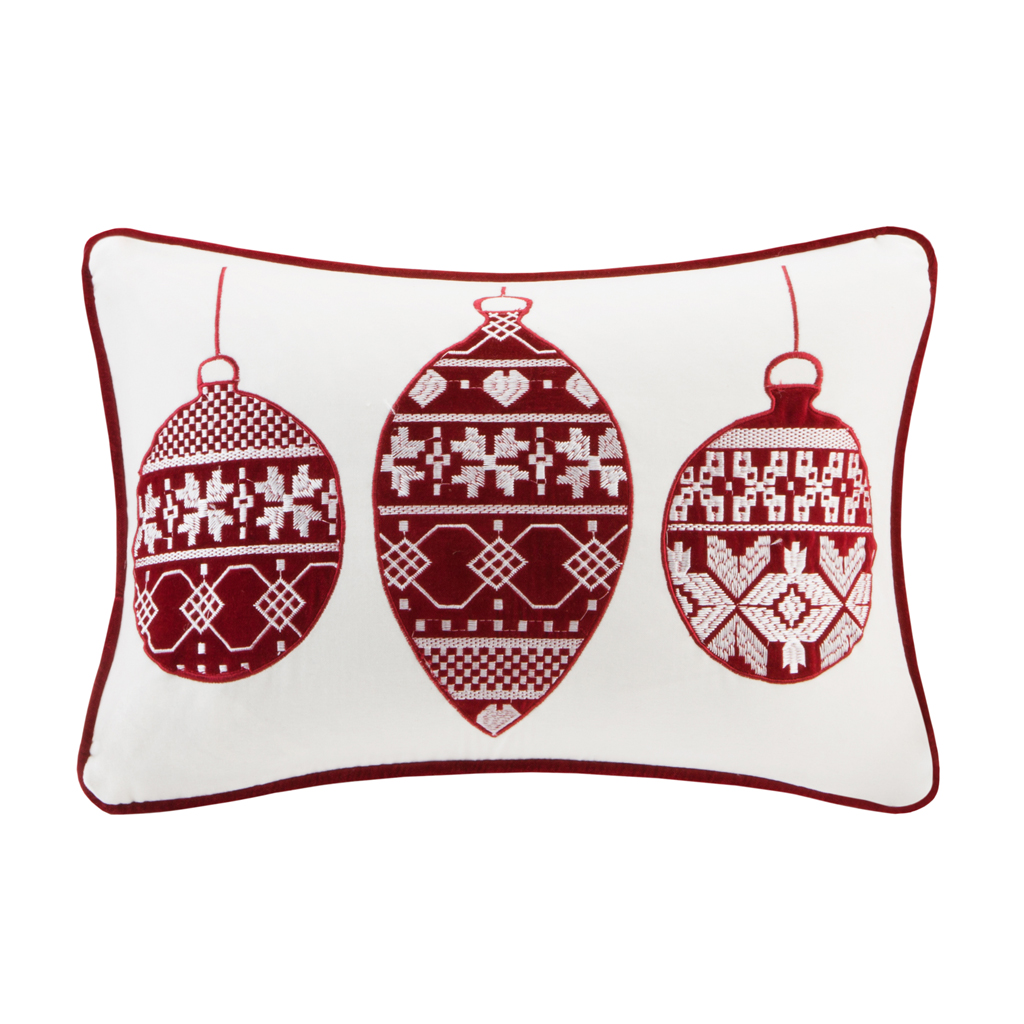 

Madison Park - Velvet Ornament Oblong Pillow - Ivory/Red - 14x20
