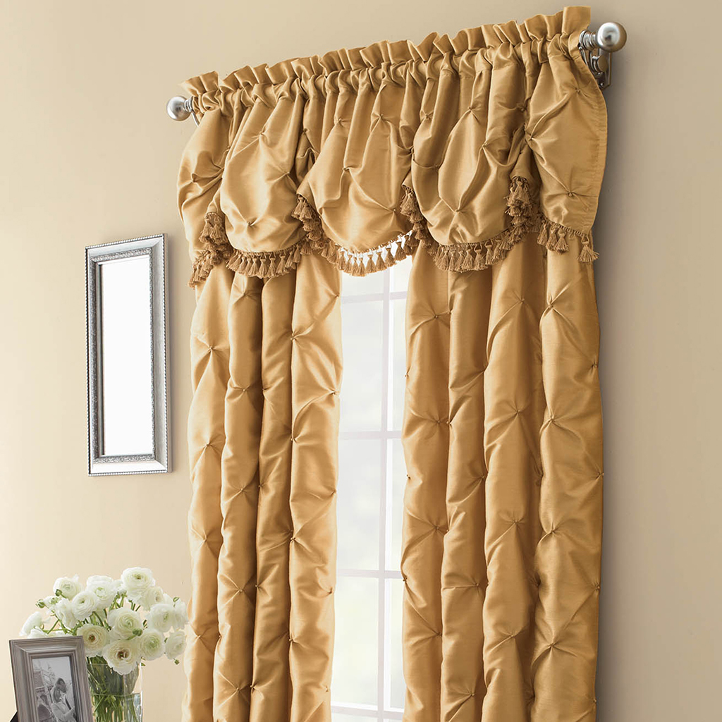 

Madison Park - Chateau Faux Silk Curtain - Gold - 63" Panel