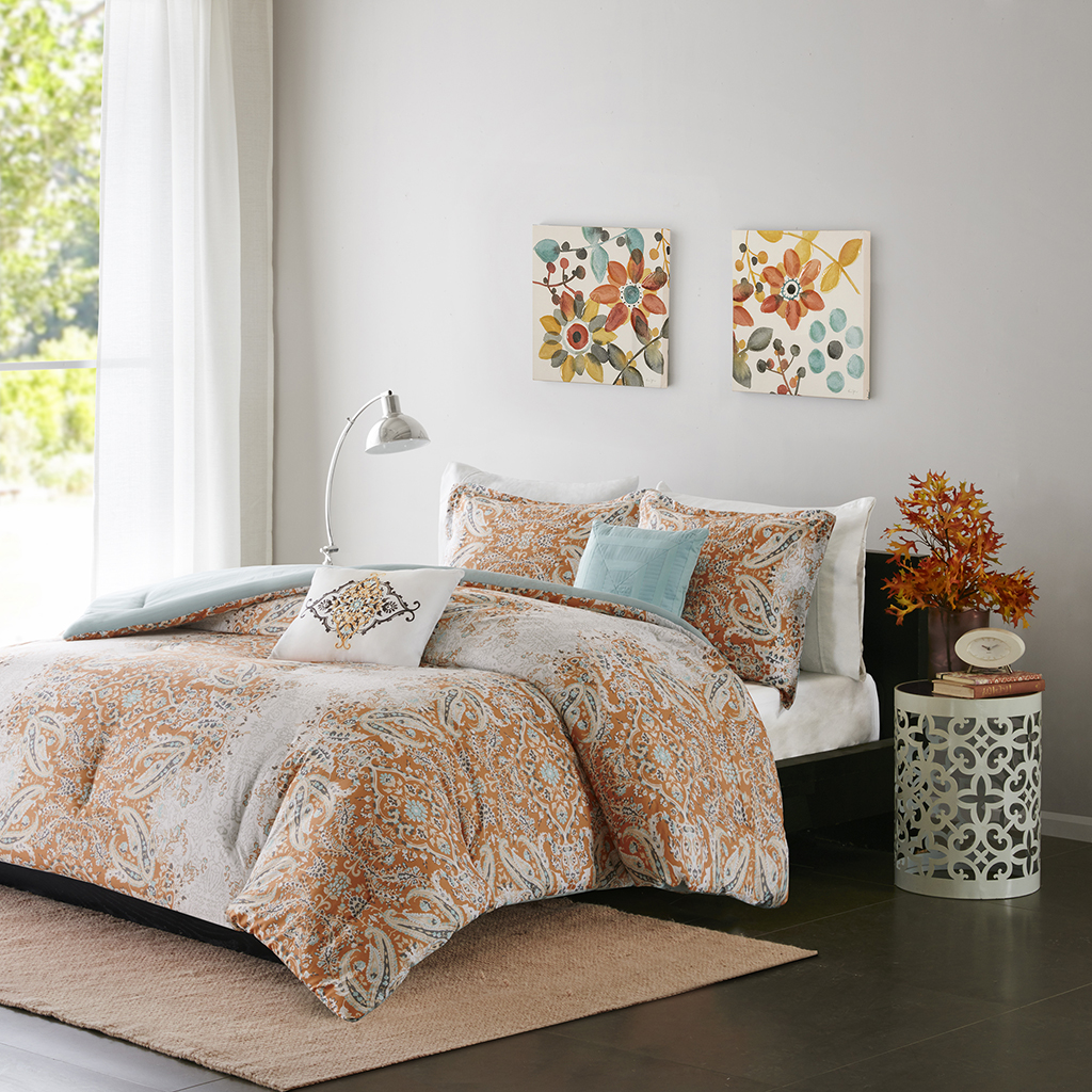 

Intelligent Design - Minet Comforter Set - Orange - Twin/Twin XL