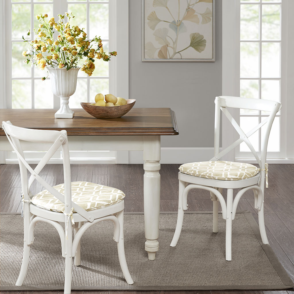 

Madison Park - Delray Diamond Printed Diamond Chair Pad Pair - Tan - 16x17x1