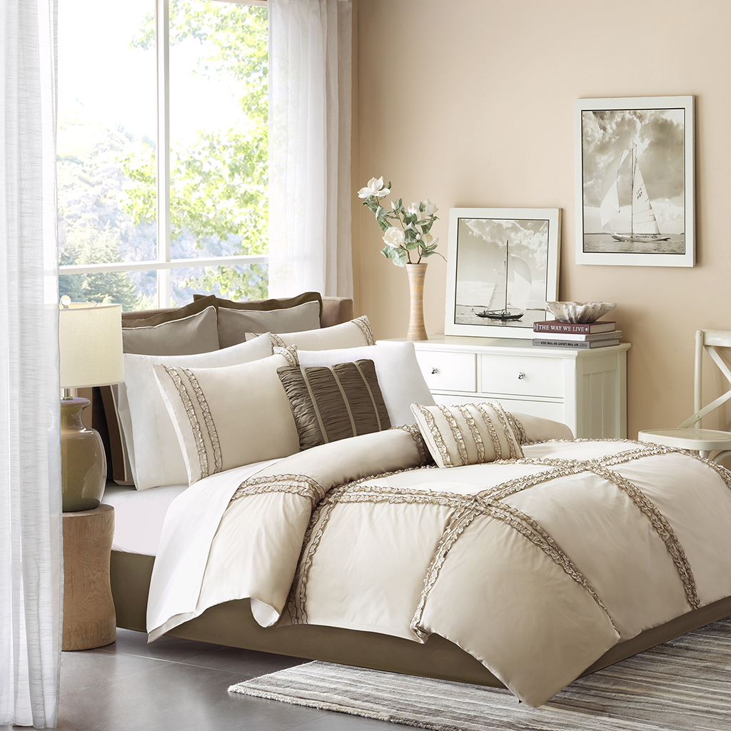 

Madison Park - Tafton 8 Piece Comforter Set - Brown - King