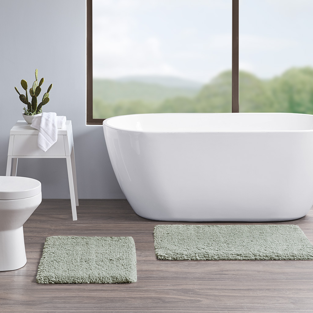 

510 Design - Annie Tufted Solid Bath Rug 2-Piece Set - Dusty Aqua - 17x24"/20x32