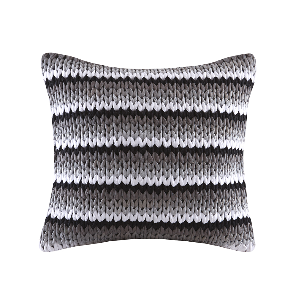 

Madison Park - Stripe Woven Square Pillow - Black - 20x20