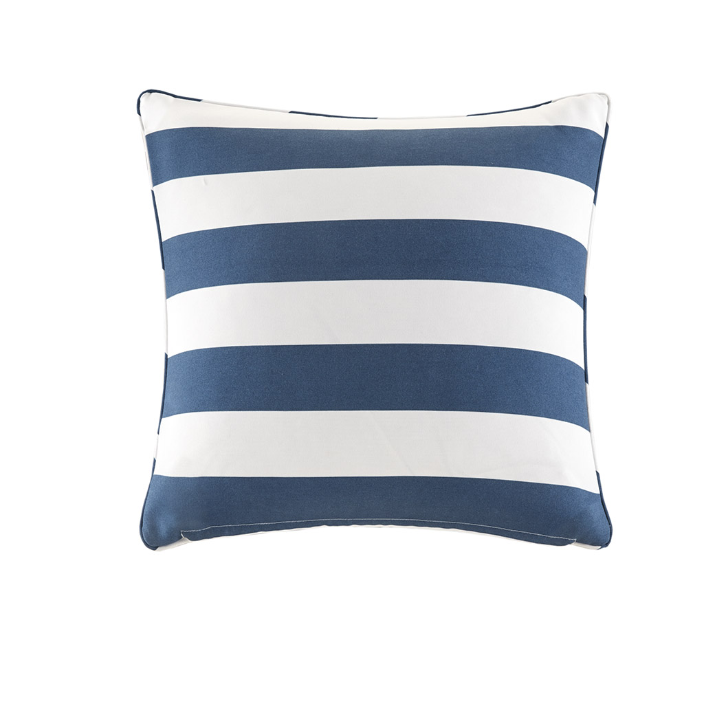 

Madison Park - Percee Printed Cabana Stripe 3M Scotchgard Outdoor Square Pillow - Navy - 20x20