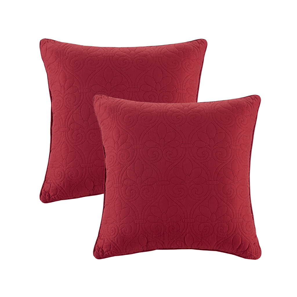 

Madison Park - Quebec 20x20" Quilted Square Pillow Pair - Red - 20x20