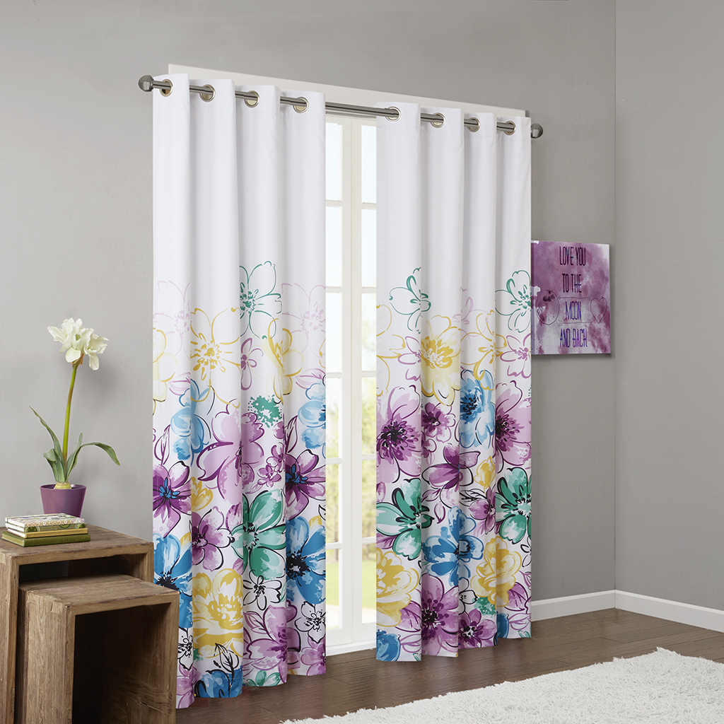 

Intelligent Design - Olivia Printed Blackout Window Panel - Blue - 84" Panel