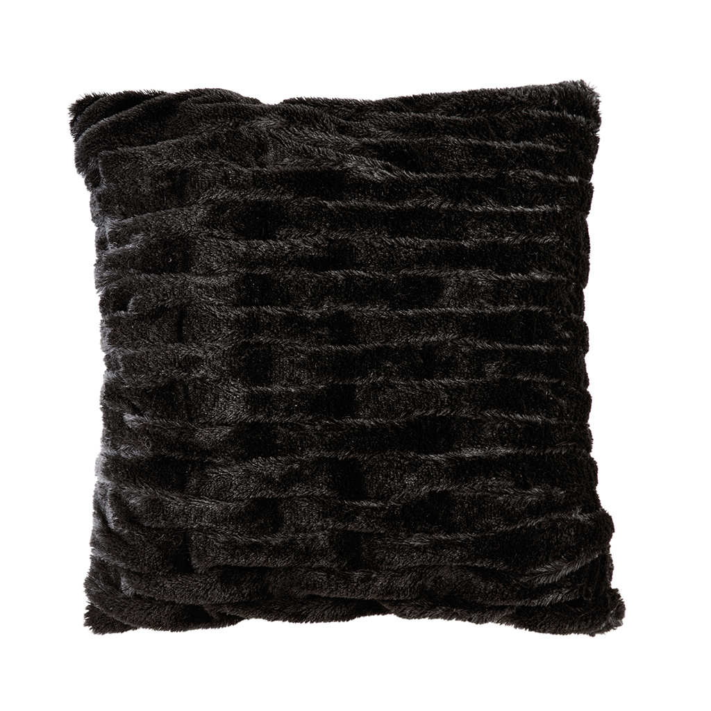 

Madison Park - Ruched Fur Square Pillow - Black - 20x20