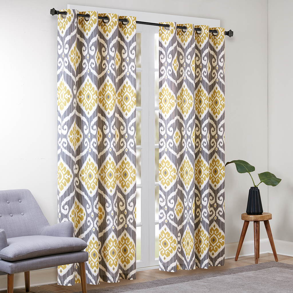 

Madison Park - Nadie Printed Ikat Window Panel - Yellow - 84" Panel
