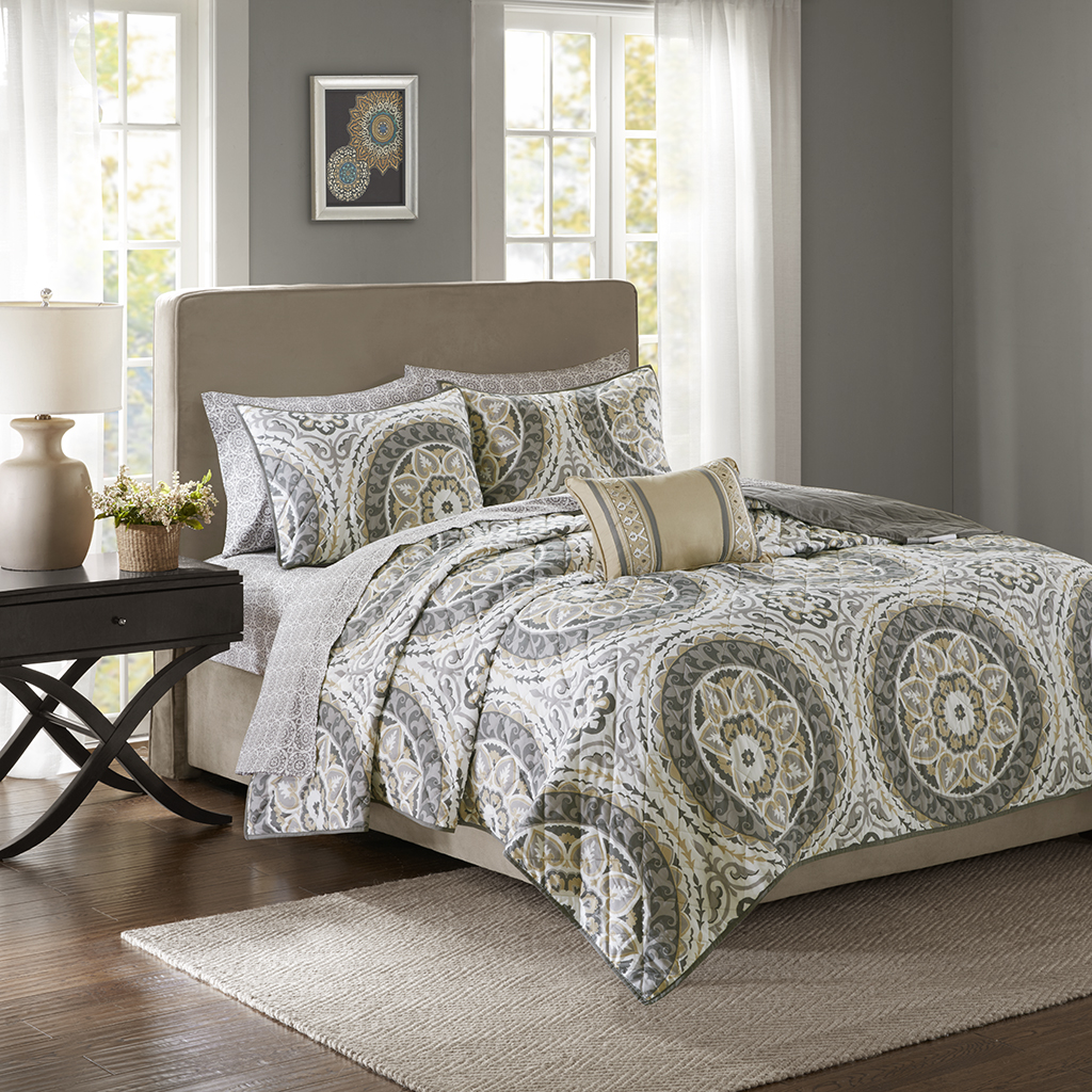 

Madison Park Essentials - Serenity Complete Coverlet and Cotton Sheet Set - Taupe - Full