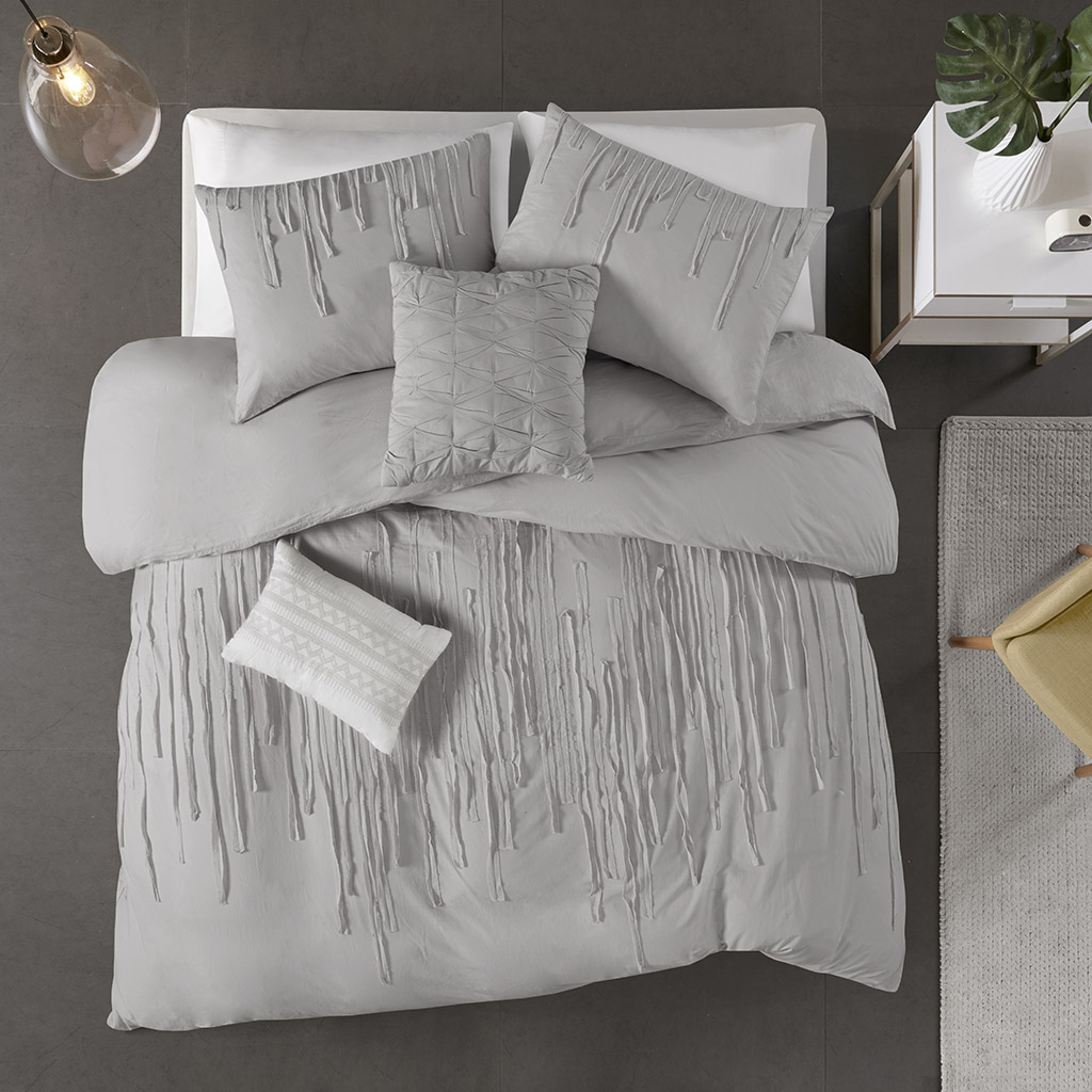 

Urban Habitat - Paloma Cotton Duvet Cover Set - Grey - King/Cal King