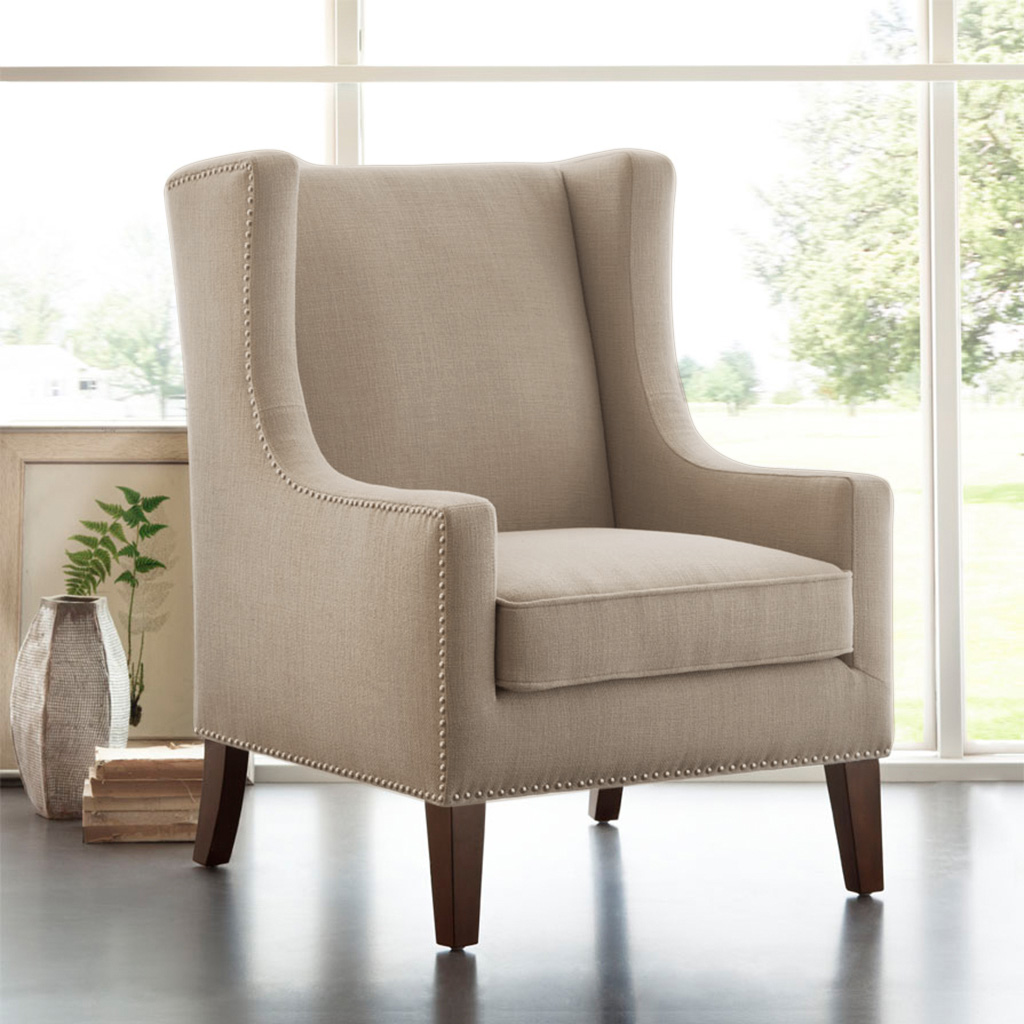 

Madison Park - Barton Wing Chair - Linen - See below