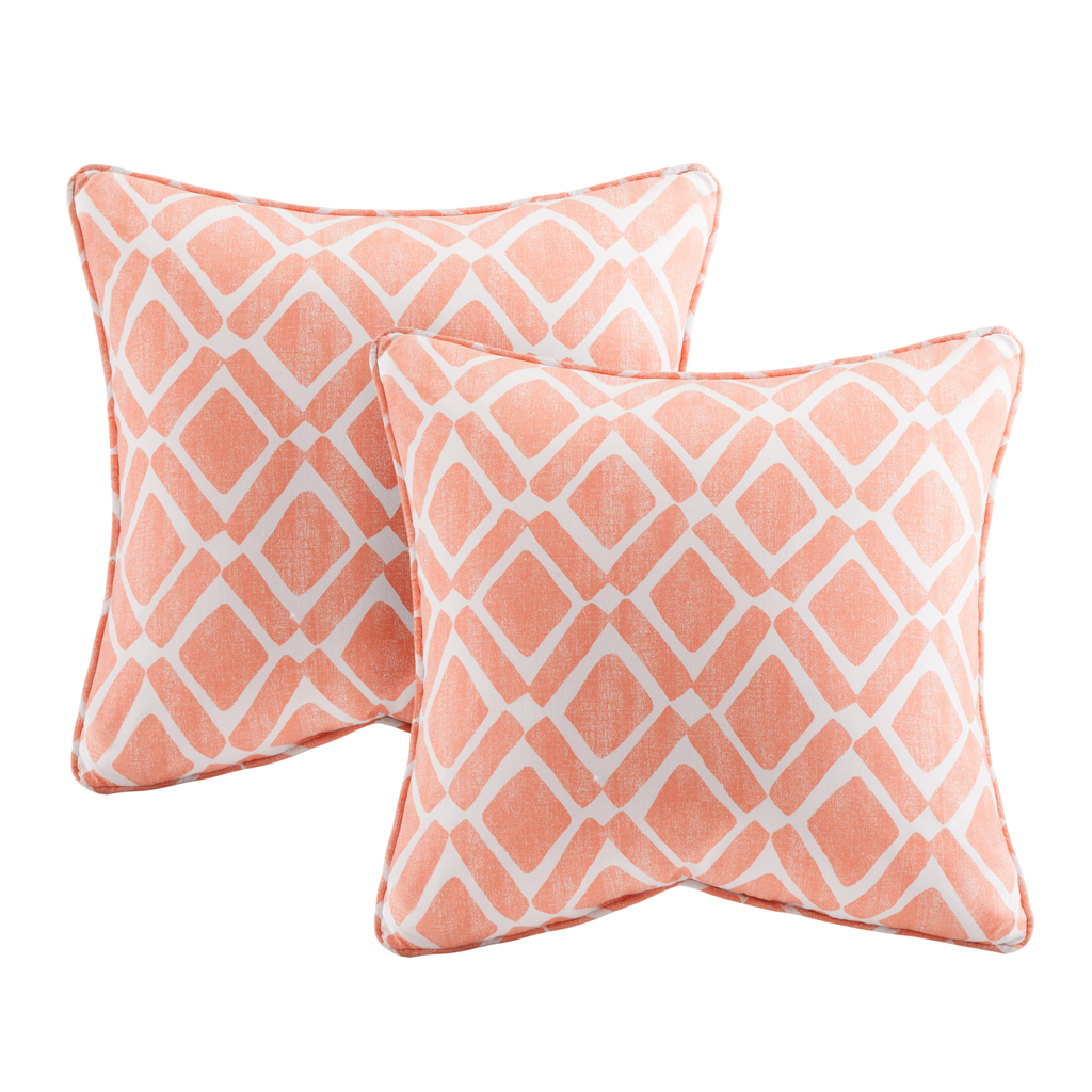 

Madison Park - Delray Diamond Printed Square Pillow Pair - Orange - 20x20