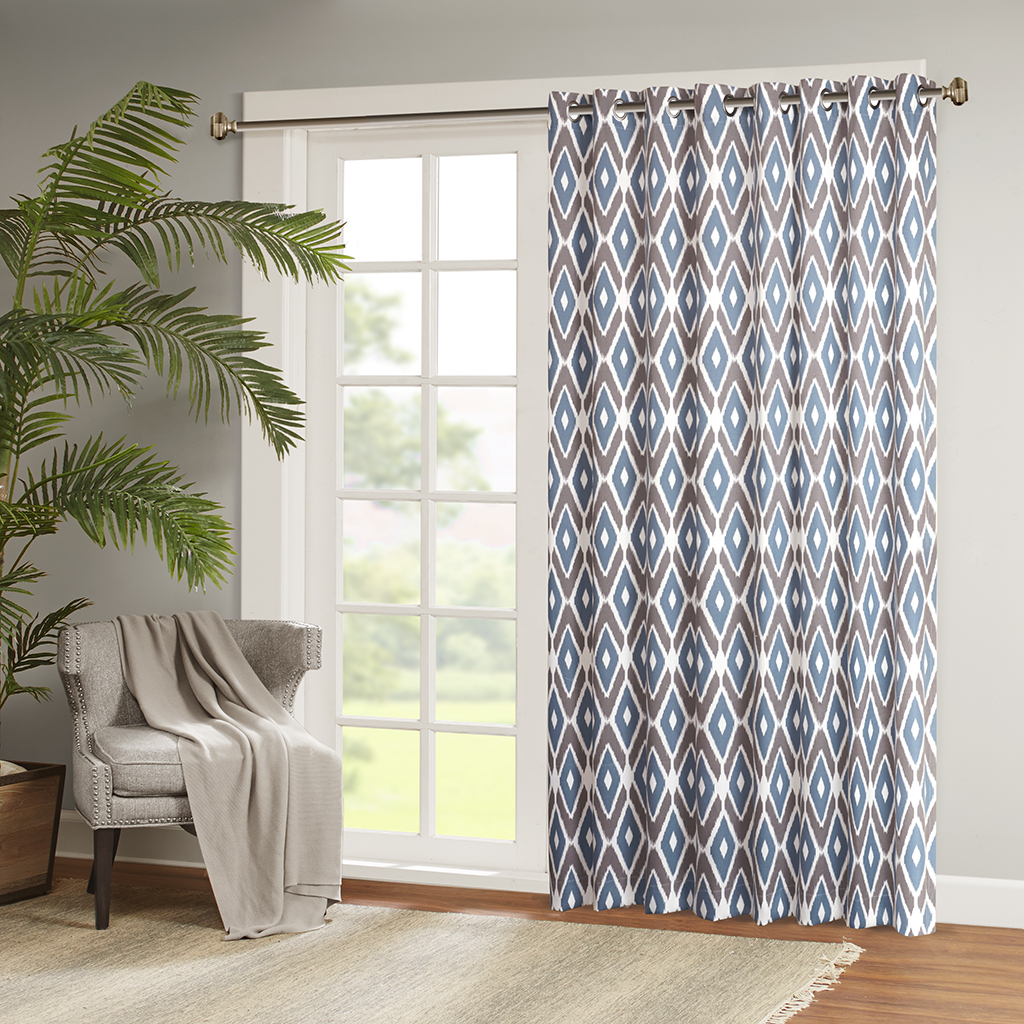 

Madison Park - Ashlin Diamond Printed Patio Curtain - Navy - 84" Panel