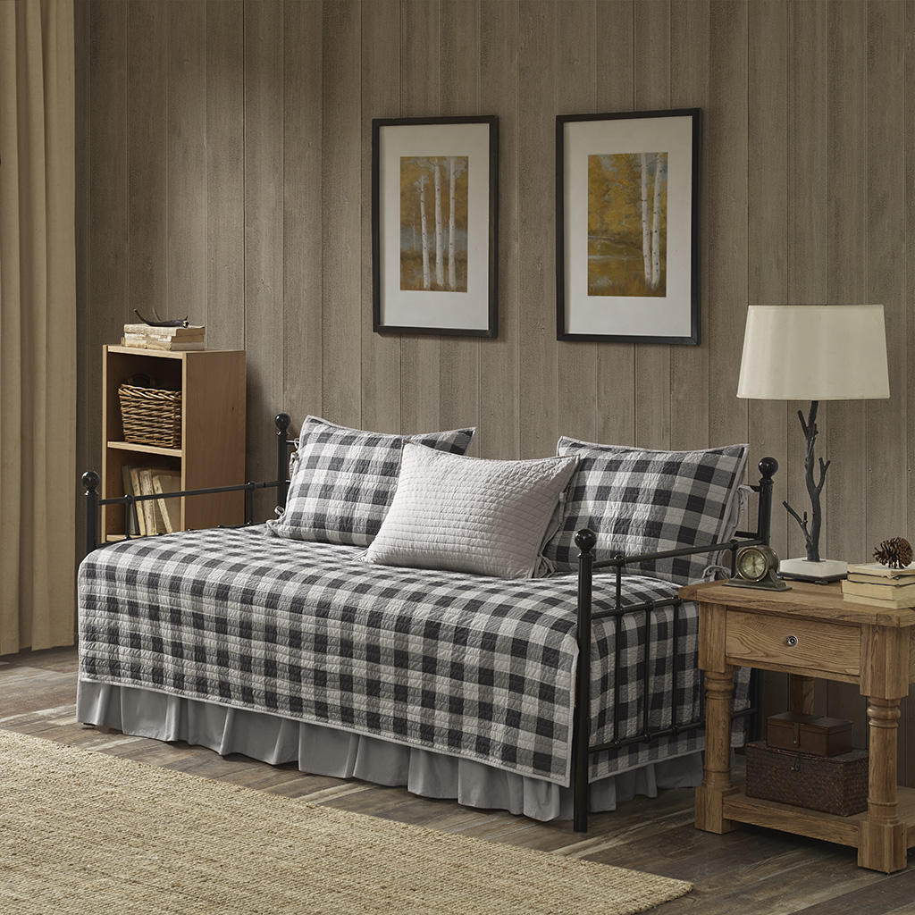 

Woolrich - Buffalo Check 5 Piece Day Bed Cover Set - Gray - Daybed