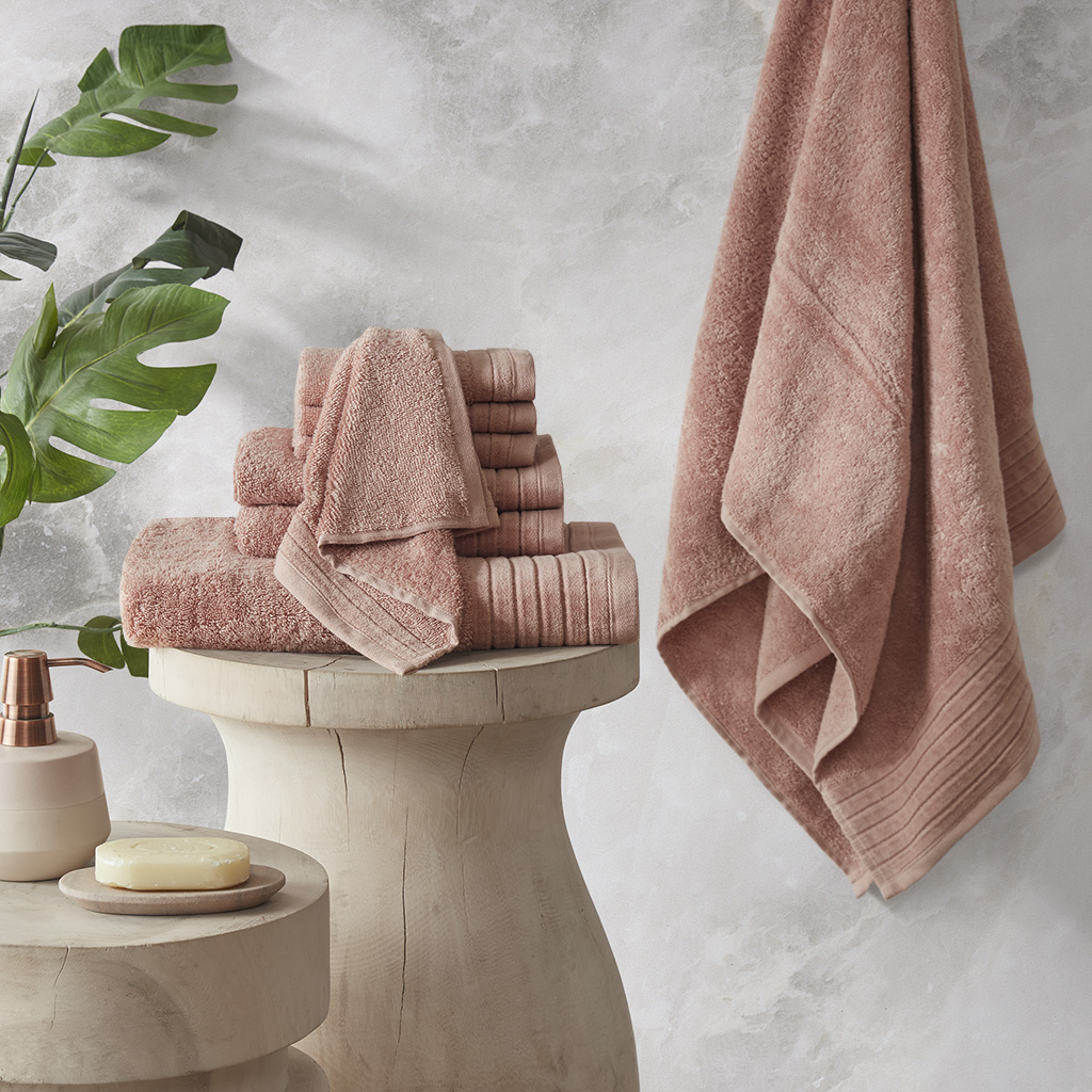 

Madison Park Signature - Mirage Solid 100% Cotton 8 Piece Towel Set - Blush - See below