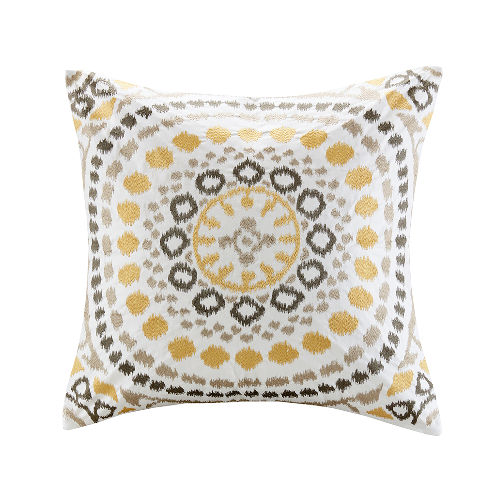 

Madison Park Signature - Grace Cotton Embroidered Square Pillow - Yellow - 20x20
