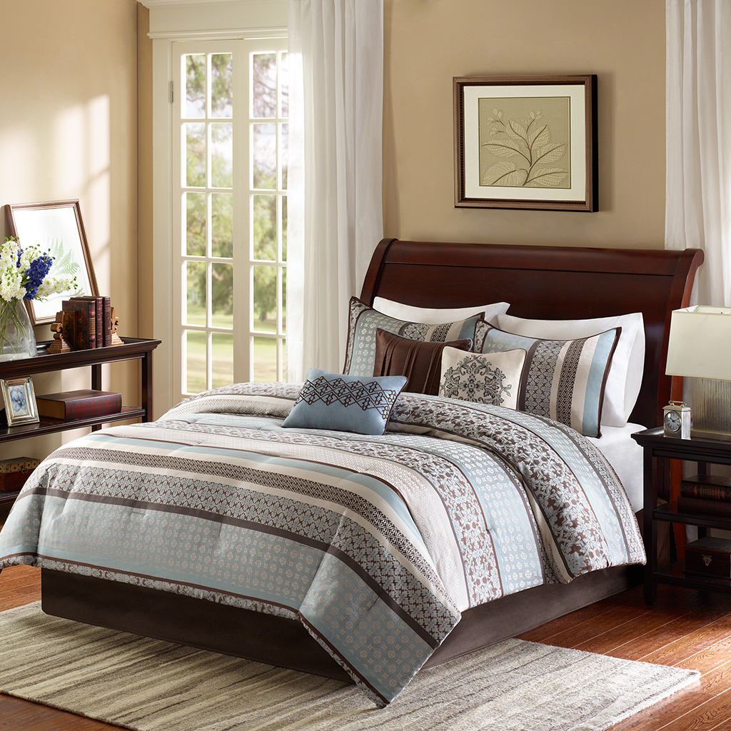 

Madison Park - Princeton 7 Piece Jacquard Comforter Set - Blue - Cal King