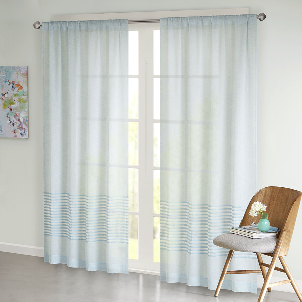 

Urban Habitat - Jaye Dobby Stripe Window Sheer - Aqua - 50x63